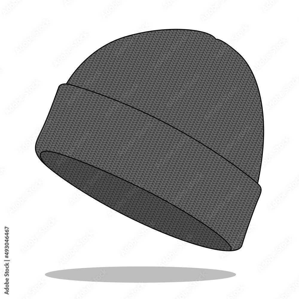 Wall mural Blank Gray Beanie Hat Template on White Background, Vector File