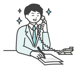 電話対応をするビジネスパーソンのイラスト素材