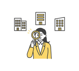 企業研究をするイメージイラスト素材