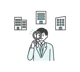 企業研究をするイメージイラスト素材