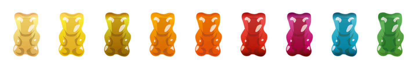 Gummy Bear Candy isolated on white. Jelly Bear vector illustration.