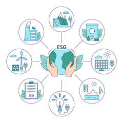 Set icons environmental, ESG concept. Vector illustration isolated on a white background.
