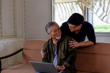 Happiness father showing love to son in the importance of family.