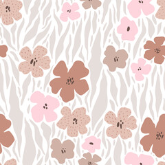 Seamless floral  pattern. Boho colors pastel summer, spring background. Perfect for fabric design, wallpaper, apparel. Vector illustration