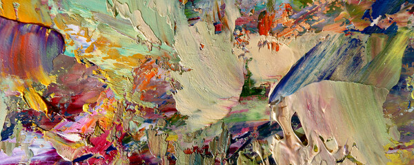 Color texture. Hand drawn oil painting on canvas. Abstract art background. Modern, contemporary art. Colorful canvas. Wall decor background	