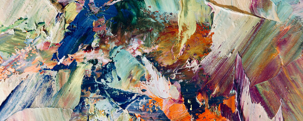 Color texture. Hand drawn oil painting on canvas. Abstract art background. Modern, contemporary art. Colorful canvas. Wall decor background	