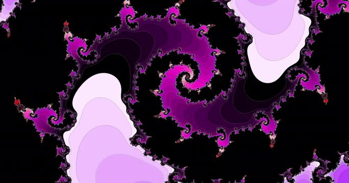Zooming in on an infinite, colorful fractal pattern that is growing and evolving shape