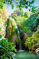 The Richtis Gorge waterfall is located in a state protected park near Exo Mouliana, Sitia, eastern...