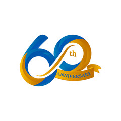 Blue and gold 60th anniversary logotype design