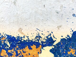 texture old concrete wall painted white and blue weathered cracks abstract background