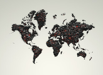 Glowing coals in shape of world map