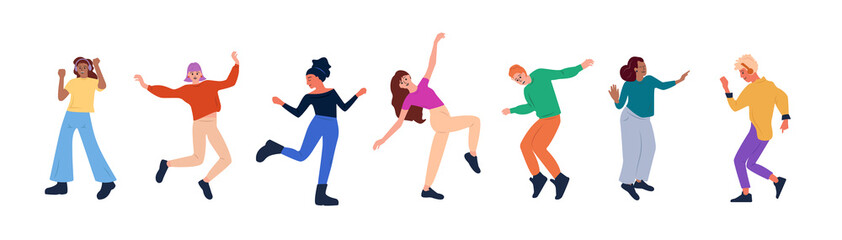 Obraz na płótnie Canvas happy people in dance poses