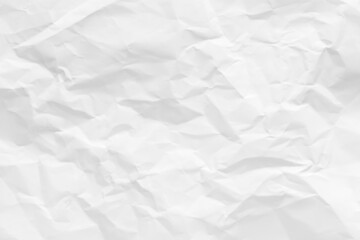 White crumpled paper texture background.