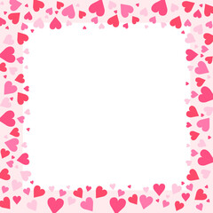 Frame with hearts on a white background