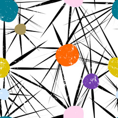 seamless background pattern, with circles, dots, elements, paint strokes and splashes