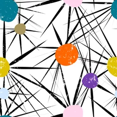 Rolgordijnen seamless background pattern, with circles, dots, elements, paint strokes and splashes © Kirsten Hinte