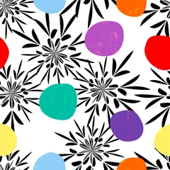 Rolgordijnen seamless background pattern, with circles, dots, elements, paint strokes and splashes © Kirsten Hinte