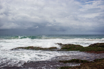 seascape view with rocks of the ocean on the south coast of South Africa