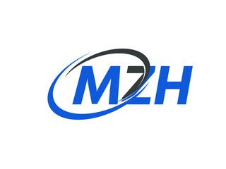 MZH letter creative modern elegant swoosh logo design