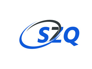 SZQ letter creative modern elegant swoosh logo design