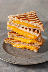 grilled cheese sandwich on gray concrete background