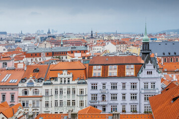 Fototapeta na wymiar Prague panoramic view of the city of Prague at the Old Town Square, Czechia