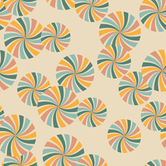 seamless vintage colorful wind turbine on beige background, fashion textile or wallpaper, vector illustration - 493062865