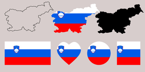 Fototapeta premium slovenia flag map icon set