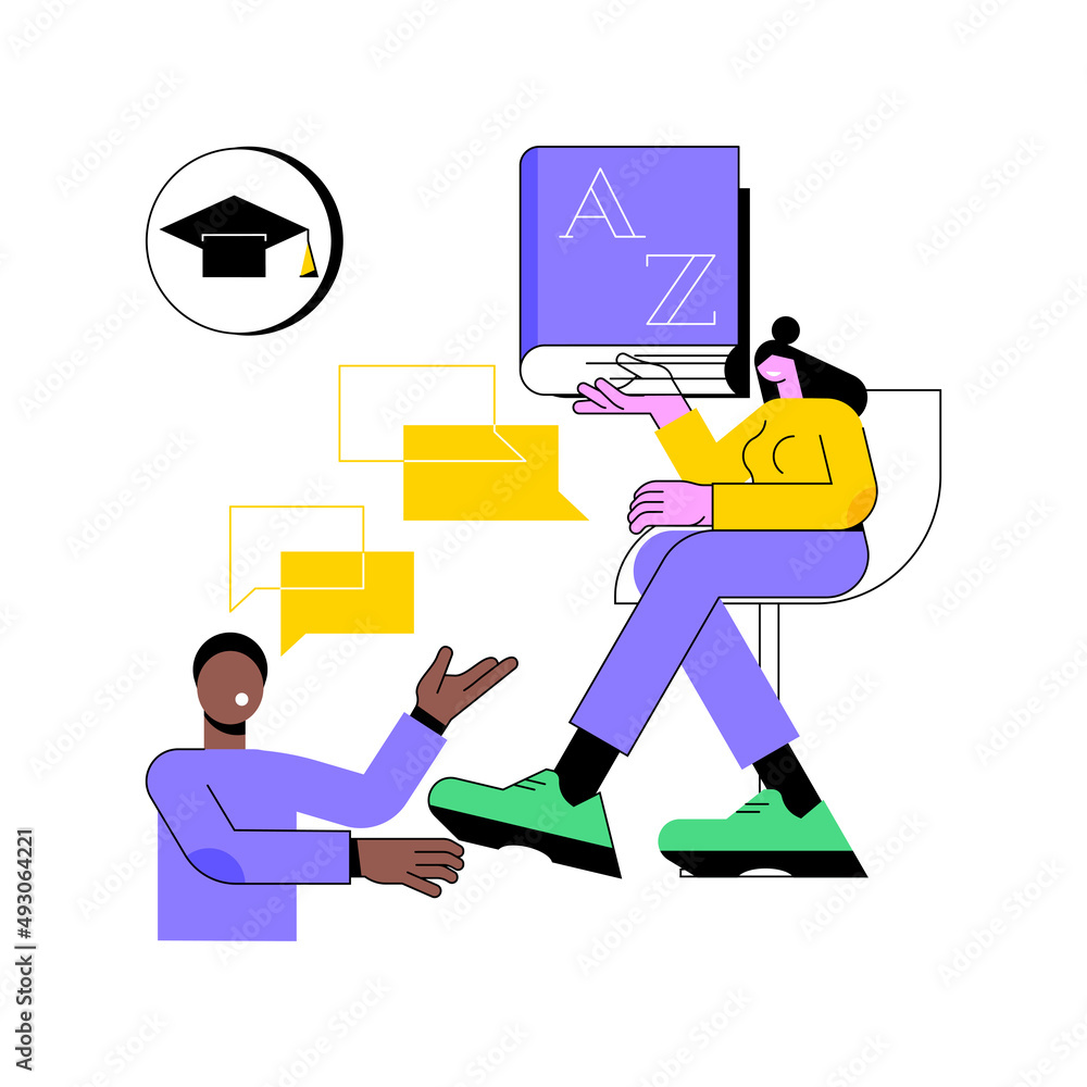 Poster bilingual immersion program abstract concept vector illustration. early education program, foreign l