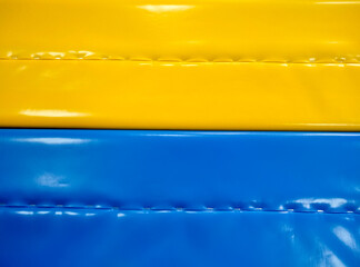 Materials stylized under the flag of Ukraine. Close-up.