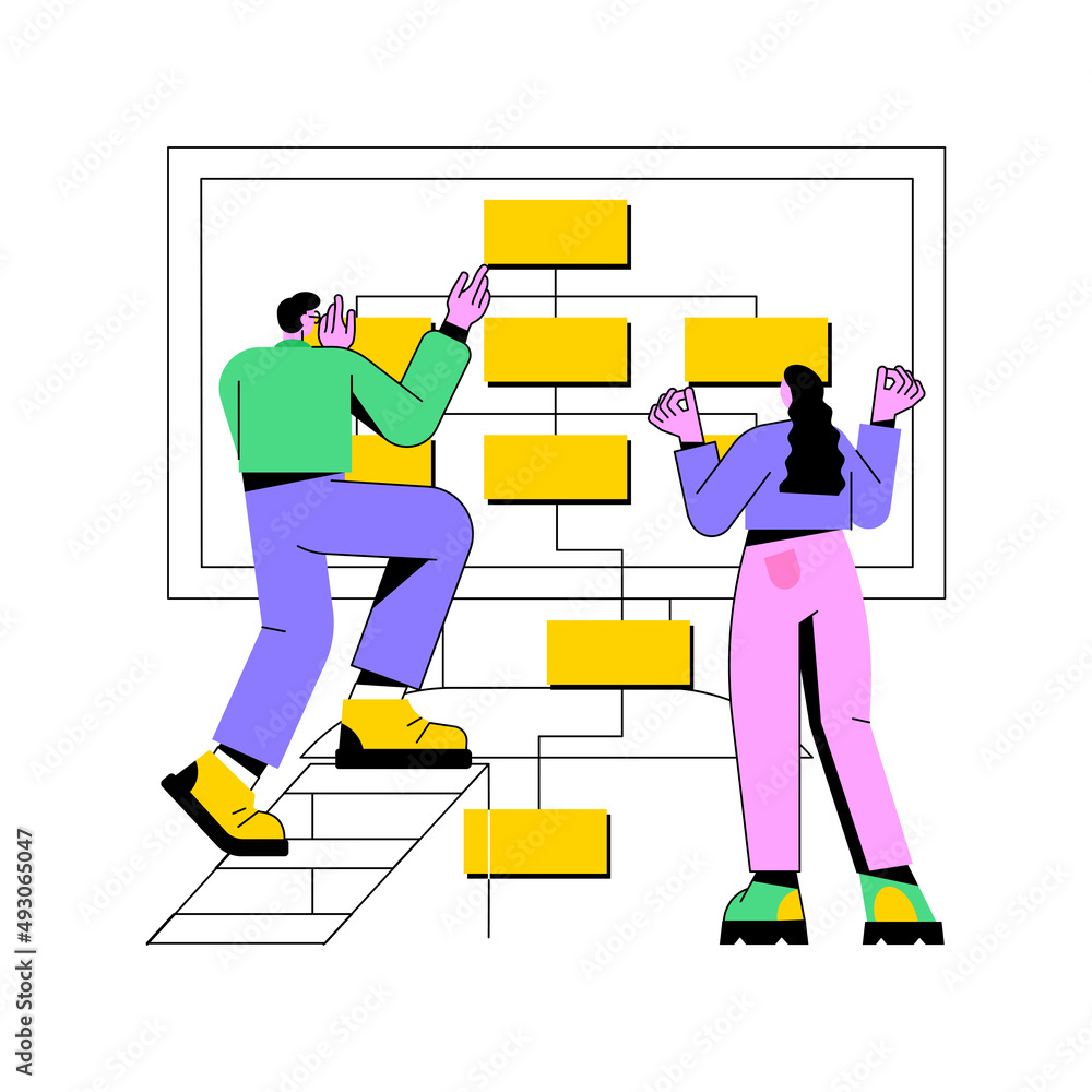 Poster information architecture abstract concept vector illustration. information system engineering, data 