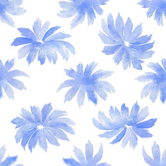 Fototapeta premium Watercolor violet flowers, seamless pattern. Colourful abstract floral print. 