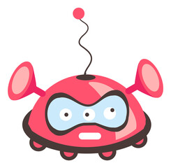 Funny red robot. Mechanic monster. Child mascot