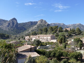 Fototapeta na wymiar Part of Soller, Mallorca, Balearic Islands, Spain, with the Tramuntana mountains in the background