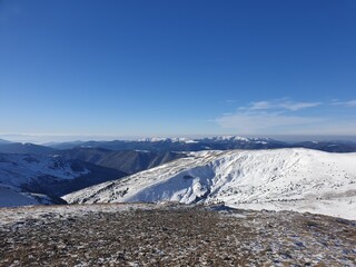 snow covered mountains in winter