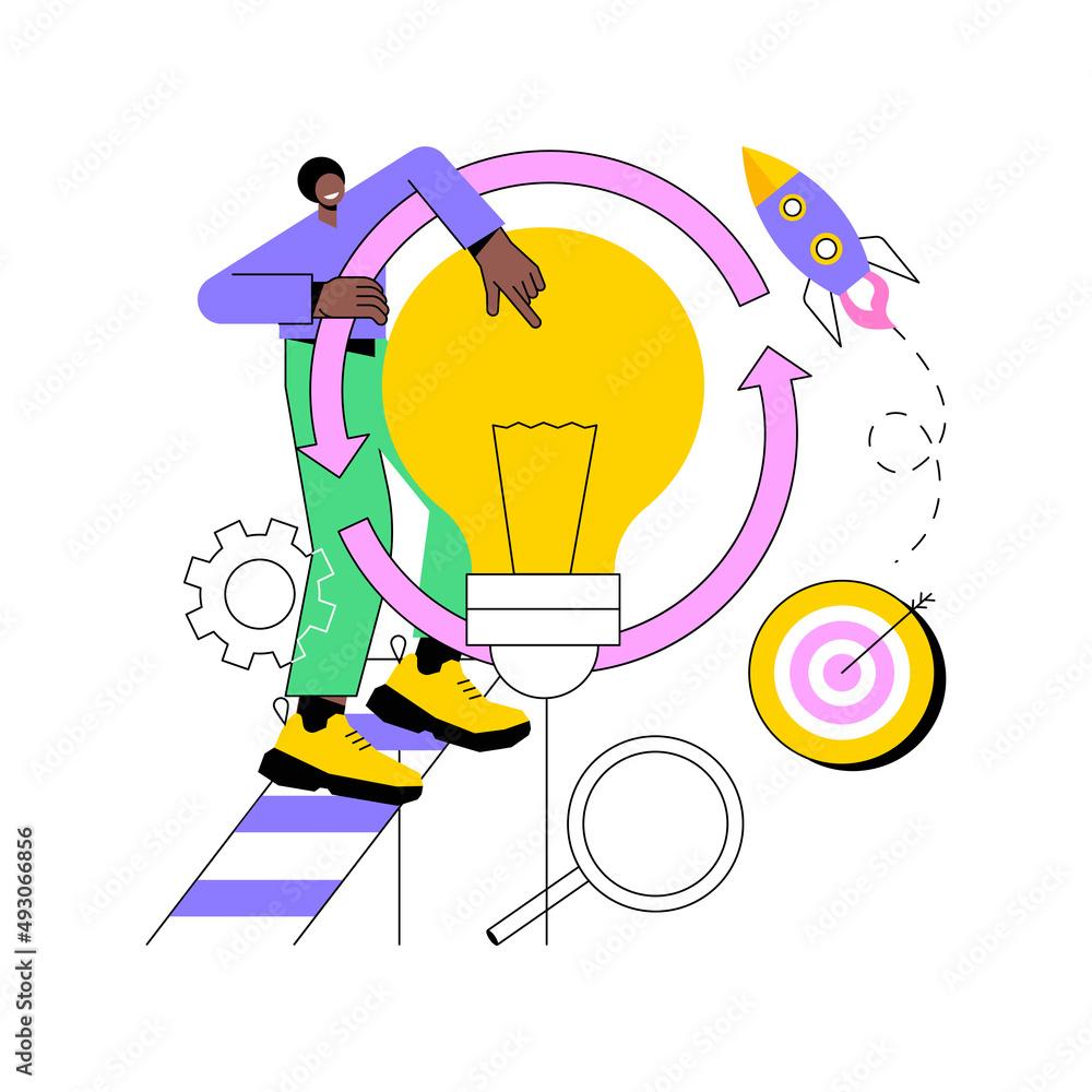Poster project life cycle abstract concept vector illustration. successful project management, stages of pr