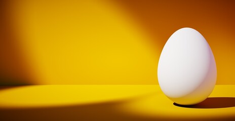 Bright blank background with egg. 3d rendering