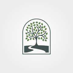 vector of root tree with river logo illustration design
