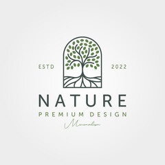 tree root nature vector logo symbol illustration design, abstract tree logo design