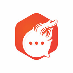 Fire chat vector logo design. Flame talk logo design.