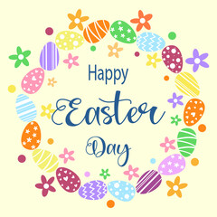 Happy Easter Day greeting card. Spring Holiday. Vector illustration  for banner, web poster, flyer, stylish brochure, card, cover.  EPS10