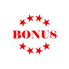 Red bonus sign icon isolated on white background