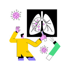 Bronchial asthma diagnosis abstract concept vector illustration. Respiratory illness, shortness of breath, symptoms and treatment, bronchial inhaler and nebulizer, wheezing abstract metaphor. - obrazy, fototapety, plakaty