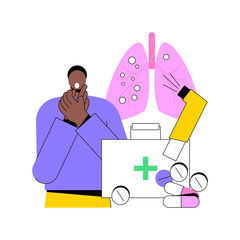 Medicine for bronchial asthma abstract concept vector illustration. Chronic pulmonary disease symptoms and treatment, breathing attack, inhalation for bronchitis, allergy cough abstract metaphor. - obrazy, fototapety, plakaty