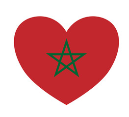 Morocco  flag in heart shape isolated  on png or transparent  background,Symbols of Morocco, template for banner,card,advertising ,promote, and business matching country poster, vector illustration