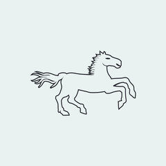 Running horse logo, outline vector icon in Illustrator