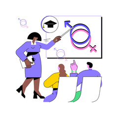 Sexual education abstract concept vector illustration. Sexual health teaching, sex education lesson at school, human sexuality, emotional relations and responsibilities abstract metaphor.