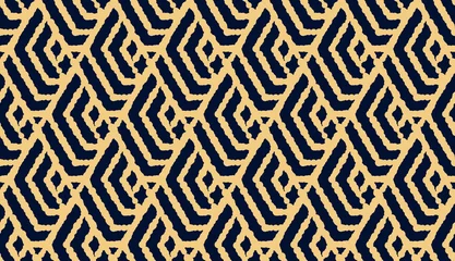 Keuken foto achterwand Blauw goud Abstracte geometrische patroon. Een naadloze vectorachtergrond. Goud en donkerblauw ornament. Grafisch modern patroon. Eenvoudig rooster grafisch ontwerp