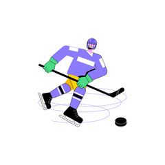 Obraz premium Ice Hockey abstract concept vector illustration. Ice sports equipment, professional hockey club, world championship, team training, watch tournament live, protective uniform abstract metaphor.
