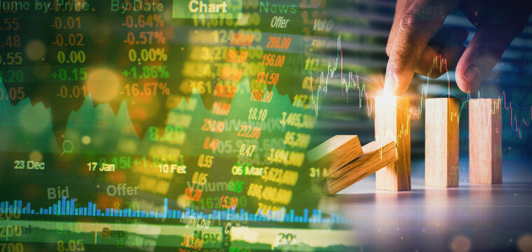 stop loss concept, finger protect other wooden from domino falling concept of stop loss copy space - Powered by Adobe